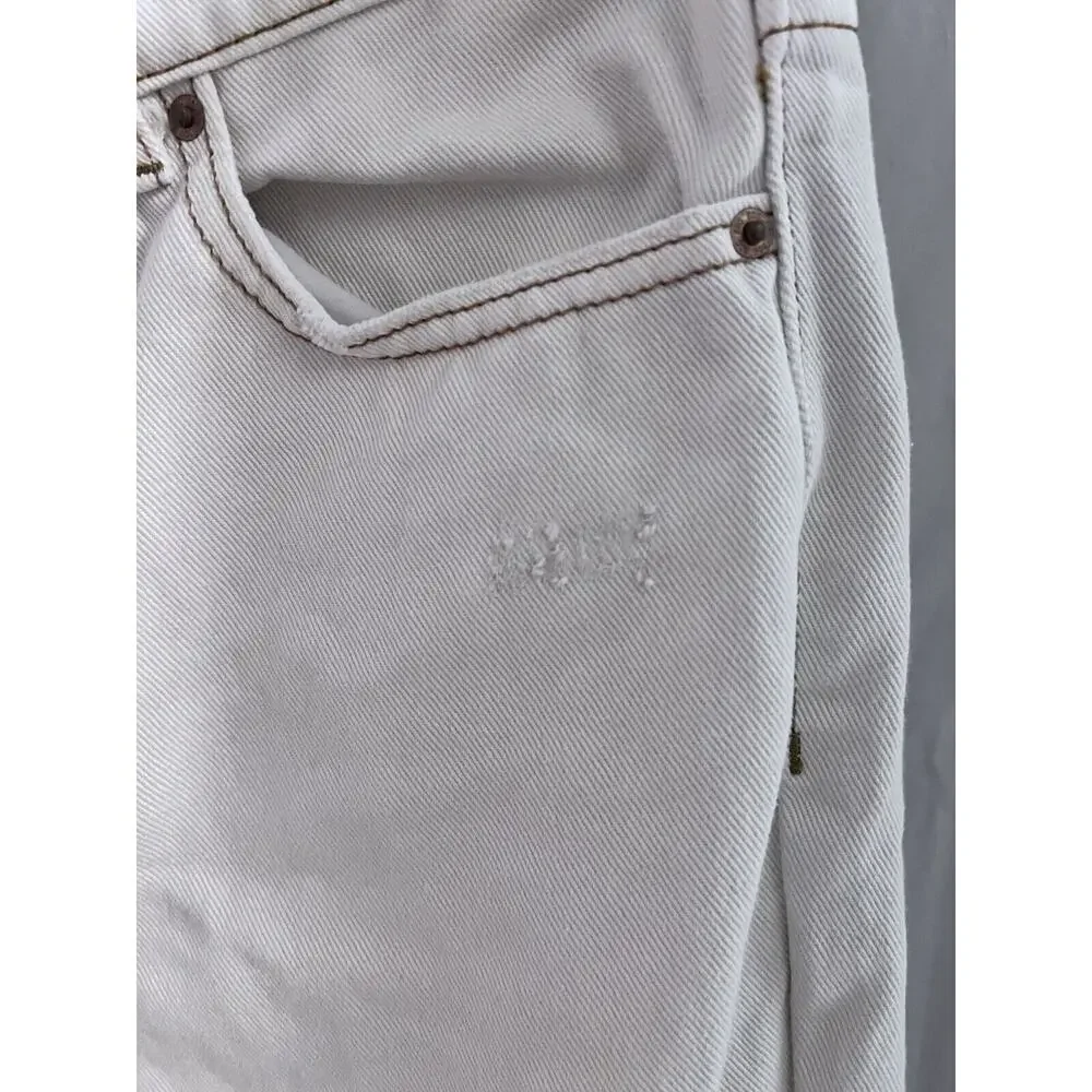 Urban Outfitters Bdg High Ride Mom Jeans In Ecru/ivory Distressed Jeans  27